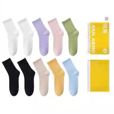 健将 防臭抑菌袜莫兰迪色系百搭休闲棉袜中筒袜 女款 礼袋组合装