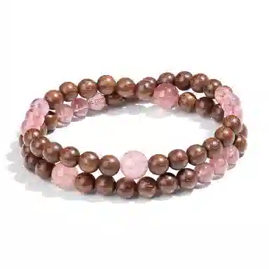 普陀山文创 新中式国风双圈叠戴转运珠复古小众气质文玩 好运 金丝檀木 手串 男女同款情侣款