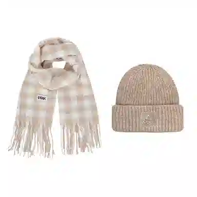 匹克 保暖套装千鸟流苏撞时尚百搭 绒线围巾 男女同款情侣款