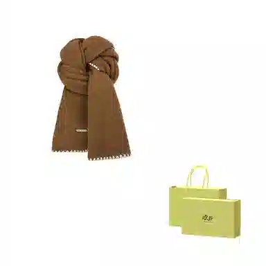 浪莎 超软糯锁边含羊毛围巾女生冬季纯色加厚保暖百搭韩系氛围感围脖护颈披肩 男女同款情侣款 礼盒装 绒线围巾 男女同款情侣款