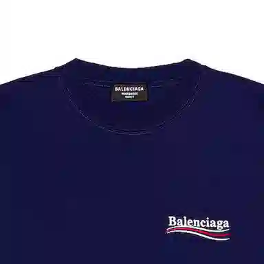 Balenciaga SS22 Logo Crewneck T-Shirt Blue