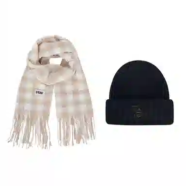 匹克 保暖套装千鸟流苏撞时尚百搭 绒线围巾 男女同款情侣款