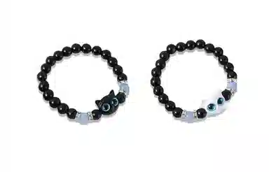 大唐国鼎 蓝色夜光奶酪猫咪  小众时尚简约设计潮酷个性小众高级感 好运 琉璃 玉石手串 男女同款情侣款