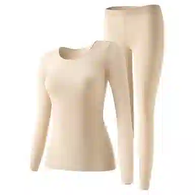 二三二三 隐形美肤薄款无痕圆领打底纯色舒适润肤无痕秋衣秋裤保暖套装 女款