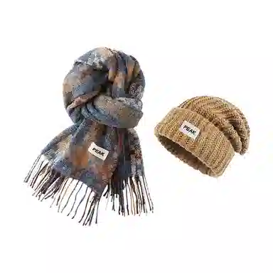 匹克 复古氛围感 流苏千鸟格英伦风 防寒保暖 聚酯纤维 绒线围巾 男女同款情侣款