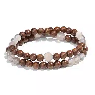 普陀山文创 新中式国风双圈叠戴转运珠复古小众气质文玩 好运 金丝檀木 手串 男女同款情侣款