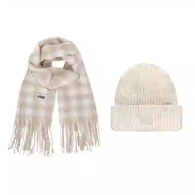 匹克 保暖套装千鸟流苏撞时尚百搭 绒线围巾 男女同款情侣款