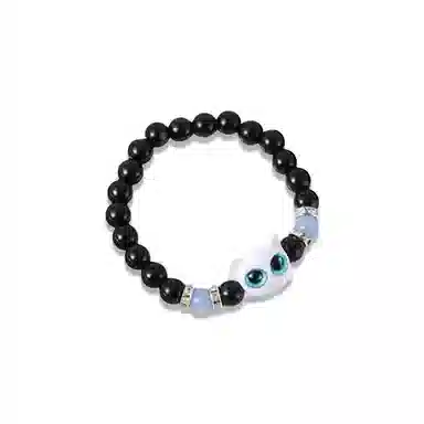 大唐国鼎 蓝色夜光奶酪猫咪  小众时尚简约设计潮酷个性小众高级感 好运 琉璃 玉石手串 男女同款情侣款