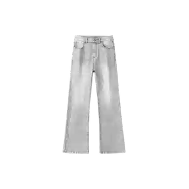 双星八特 加绒加厚保暖长裤美式高街废土风水洗做旧中腰百搭垂感休闲弯刀微喇潮流牛仔裤 男女同款