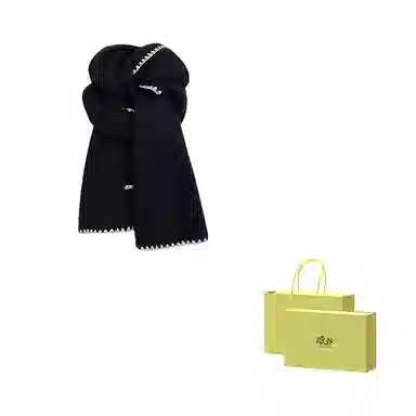 浪莎 超软糯锁边含羊毛围巾女生冬季纯色加厚保暖百搭韩系氛围感围脖护颈披肩 男女同款情侣款 礼盒装 绒线围巾 男女同款情侣款