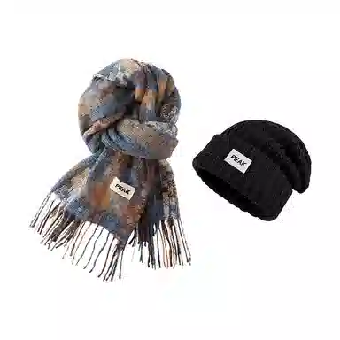 匹克 复古氛围感 流苏千鸟格英伦风 防寒保暖 聚酯纤维 绒线围巾 男女同款情侣款