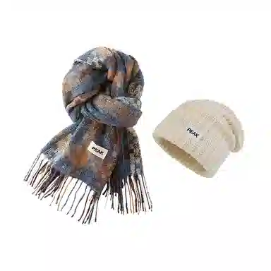 匹克 复古氛围感 流苏千鸟格英伦风 防寒保暖 聚酯纤维 绒线围巾 男女同款情侣款