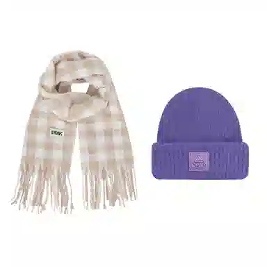 匹克 保暖套装千鸟流苏撞时尚百搭 绒线围巾 男女同款情侣款