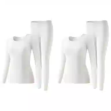 二三二三 隐形美肤薄款无痕圆领打底纯色舒适润肤无痕秋衣秋裤保暖套装 女款