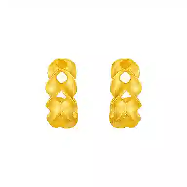 中国珠宝 麦穗 简约设计感 百搭小巧精致日常 小众浪漫 时尚单品 森系小清新  通勤显气质 足金 按克计价 黄金耳环 女款