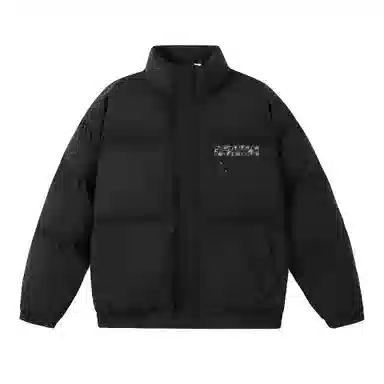 大卫贝肯 美式复古潮流个性樱花花卉字母印花日常出行通勤休闲宽松百搭立领高街面包服加厚保暖棉服 男女同款 黑色