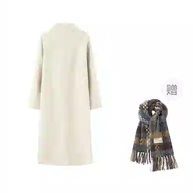 桴生 韩系时尚舒适纯色羊毛长款双排扣领设计感通勤慵懒风毛呢大衣 女款