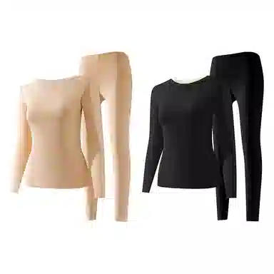 二三二三 无痕加厚发热修身打底舒适亲肤秋衣秋裤温暖发热保暖套装 女款 紫色