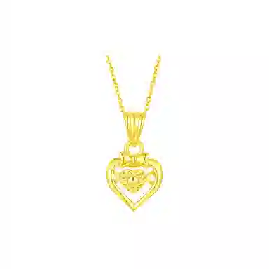 行金银中 黄金蝴蝶结灵动镂空爱心 跳动的心璀璨闪耀甜美系 精致轻奢高级感锁骨链 足金 一口价 项链 男女同款情侣款