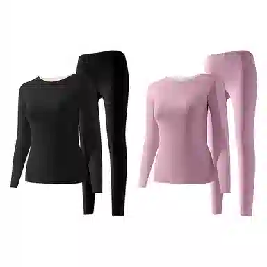 二三二三 无痕加厚发热修身打底舒适亲肤秋衣秋裤温暖发热保暖套装 女款 紫色