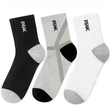 匹克 舒适透气休闲百搭吸汗防滑中筒袜 男女同款 三双装