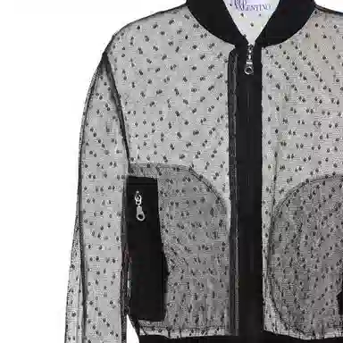RED VALENTINO Transparent Zip-Up Jacket Black