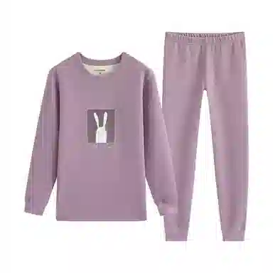 贴身领域 华夫格加绒加厚可爱圆领磨毛绒感秋衣秋裤防寒保暖套装 女款