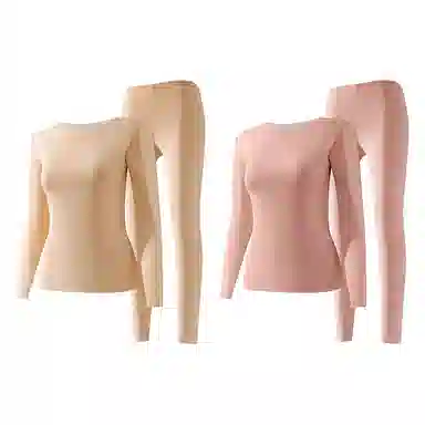 二三二三 无痕加厚发热修身打底舒适亲肤秋衣秋裤温暖发热保暖套装 女款 紫色