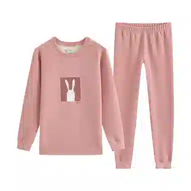 贴身领域 华夫格加绒加厚可爱圆领磨毛绒感秋衣秋裤防寒保暖套装 女款