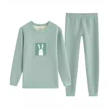 贴身领域 华夫格加绒加厚可爱圆领磨毛绒感秋衣秋裤防寒保暖套装 女款