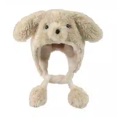 浪莎 耳朵会动可爱小狗秋冬季保暖加绒防寒护耳百搭 聚酯纤维 毛绒帽 女款