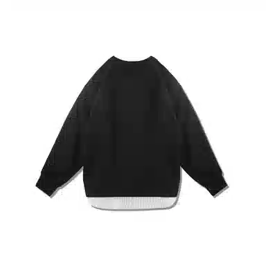 我是大卫 韩版时尚潮流圆领长袖宽松假两件套头卫衣 男女同款 黑色