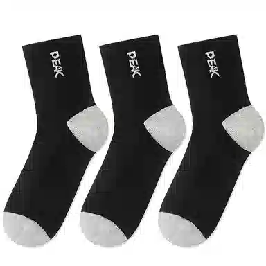 匹克 舒适透气休闲百搭吸汗防滑中筒袜 男女同款 三双装