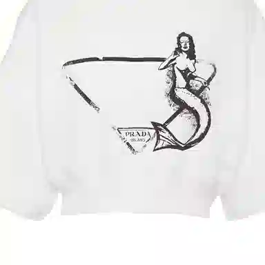 Prada Printed Crewneck T-Shirt White