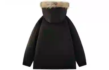 雅鹿 复古工装大口袋设计户外纯色山系立体字母户外可拆卸毛领连帽派克服宽松休闲加厚内里石墨烯保暖中长款羽绒服 男女同款