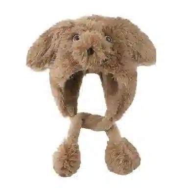 浪莎 耳朵会动可爱小狗秋冬季保暖加绒防寒护耳百搭 聚酯纤维 毛绒帽 女款