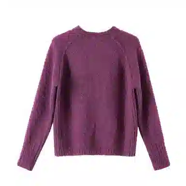 晚白 绵羊毛软糯不扎肤高弹力针织衫 女款 紫色