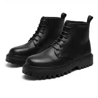 敦奴 头层牛皮 英伦复古 厚底 显瘦百搭 短靴 男款 黑色