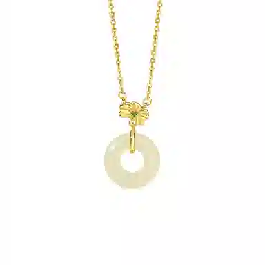 陌阡雪 【 步步生莲 莲生祥安】 新中式花朵平安扣闺蜜款可调节锁骨链小众设计#好运 项链 白玉 女款