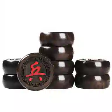 妙记 象棋中国象棋黑檀礼盒实木象棋皮革棋盘 桌游