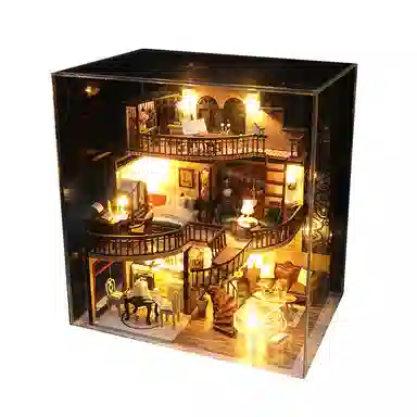 欧洛伊 手工微缩屋玩具手办复古建筑 拼装模型