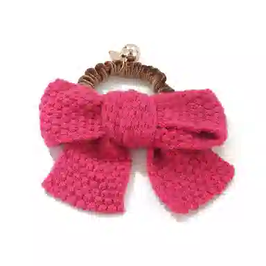 如花梦 甜美大蝴蝶结毛绒气质发夹毛线后脑勺发饰 针织 发圈 女款