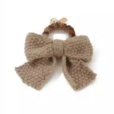 如花梦 甜美大蝴蝶结毛绒气质发夹毛线后脑勺发饰 针织 发圈 女款