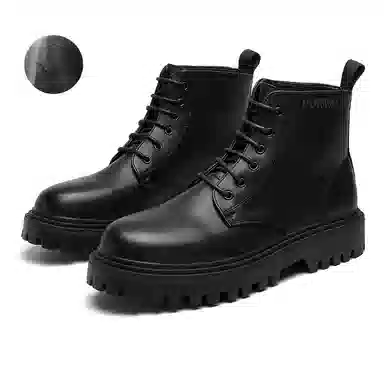 敦奴 头层牛皮 英伦复古 厚底 显瘦百搭 短靴 男款 黑色