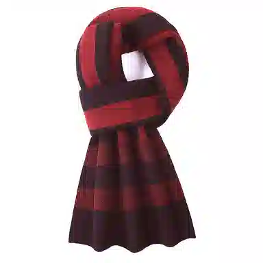 红豆 保暖加厚经典英伦格 羊毛 绒线围巾 男款