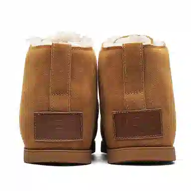 牛反绒 保暖减震防滑 加绒加厚丑萌圆头 短筒 雪地靴 男女同款