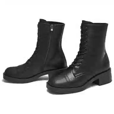 他她 时尚潮流休闲百搭 马丁靴 女款 黑色