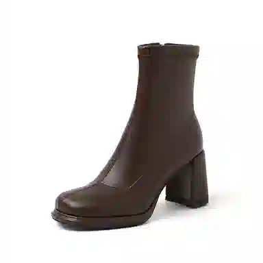 粗跟防水台时尚百搭简约 短靴 女款