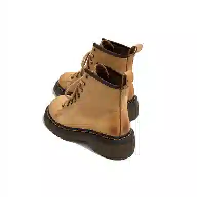 老喵 复古休闲简约 马丁靴 女款 棕色