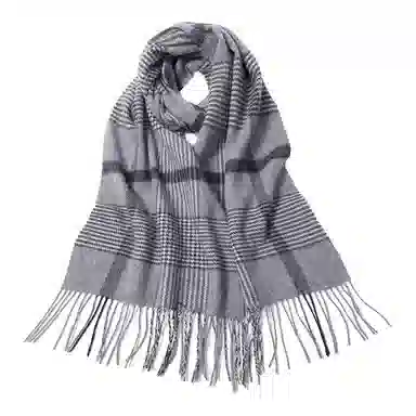 红豆 保暖加宽加厚经典英伦格 羊毛 绒线围巾 男款